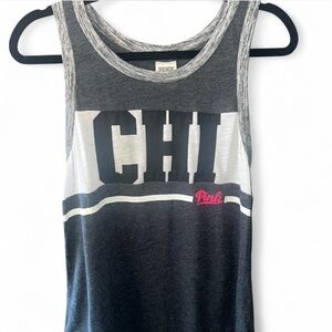 PINK Victoria's Secret Chicago graphic grey and white tank top #VS